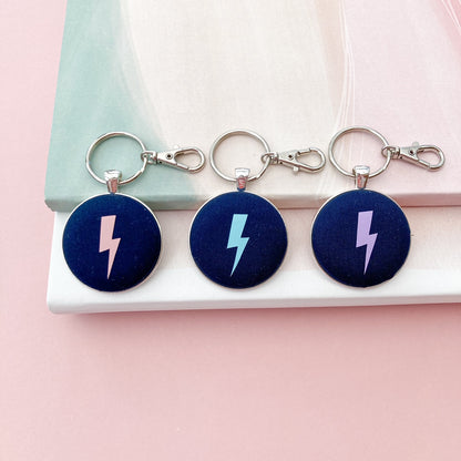 Pastel Brights Lightning Keyring -  Pink, Turquoise, Lilac