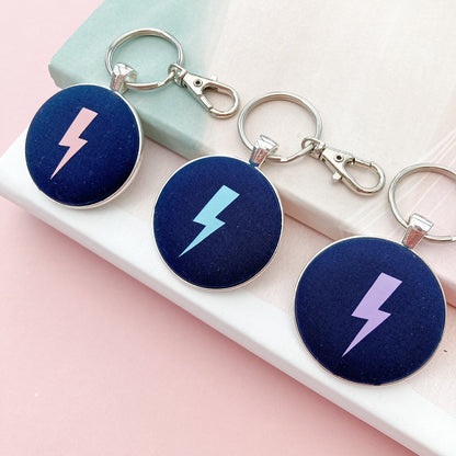 Pastel Brights Lightning Keyring -  Pink, Turquoise, Lilac