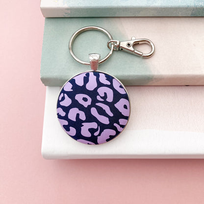 Pastel Brights Leopard Print Keyring -  Pink, Turquoise, Lilac