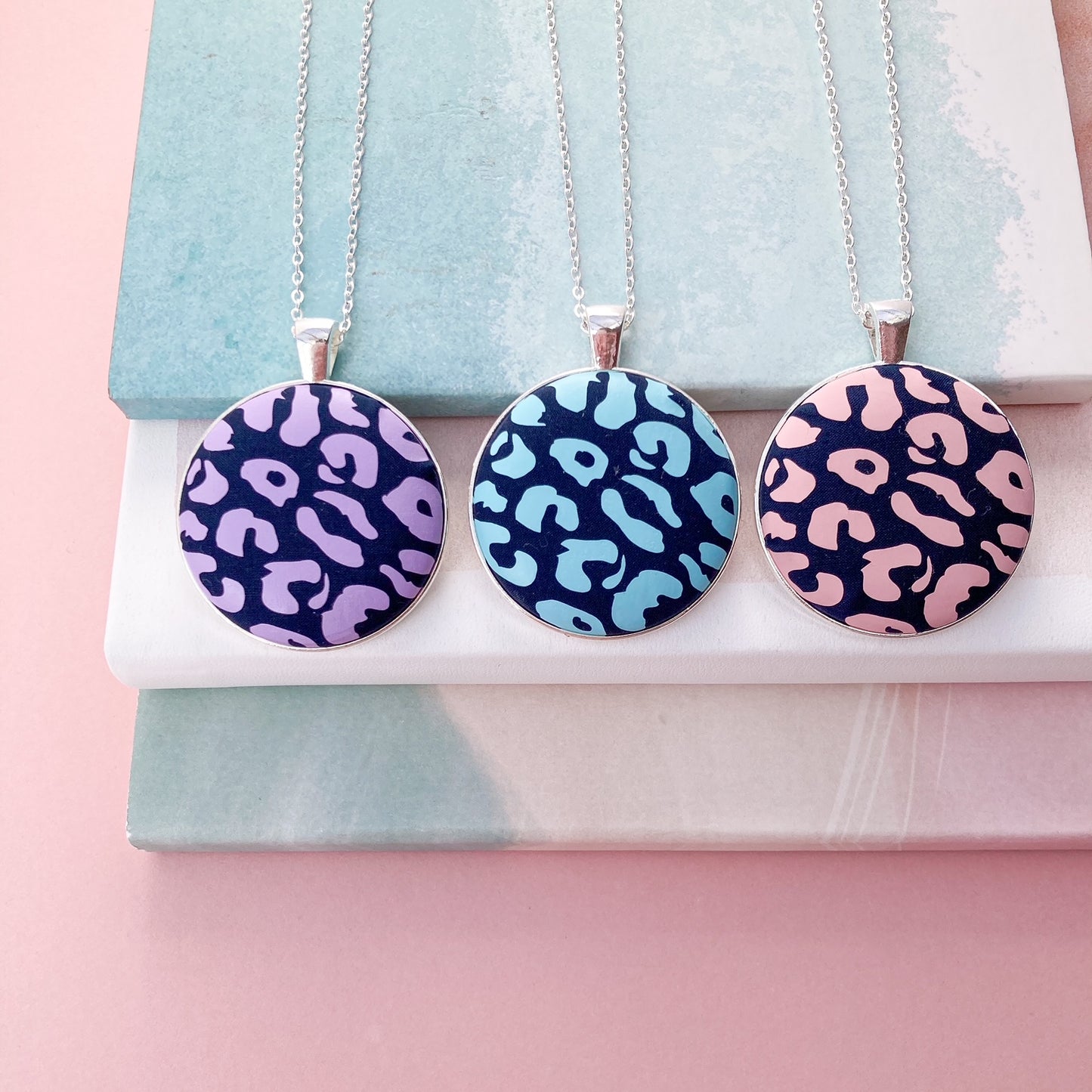 Pastel Brights Leopard Print Necklace - Pink, Turquoise or Lilac