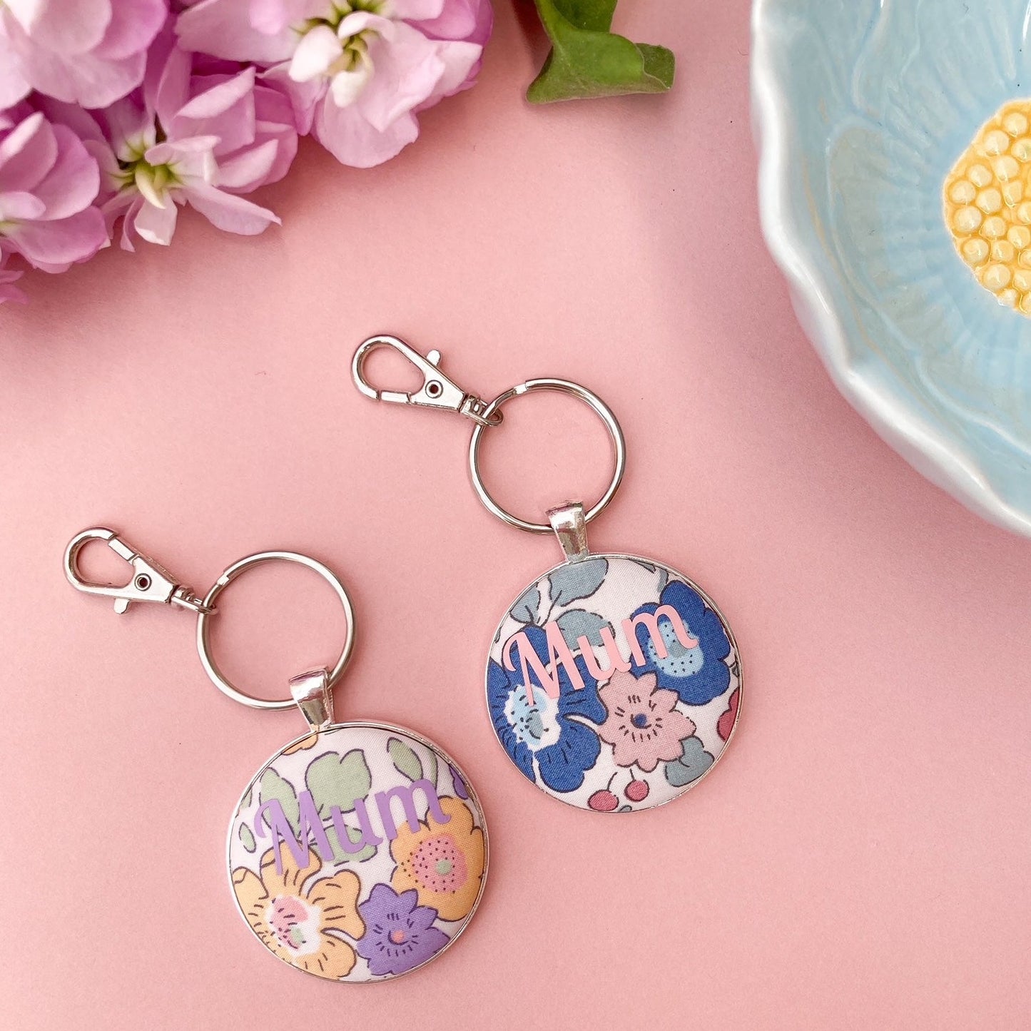 Mum keyrings with pretty floral fabrics