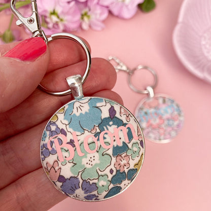 Bloom Floral Keyring - Rose Pink or Teal