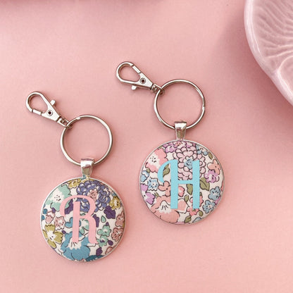 Bloom Initial Keyring - Rose Pink or Teal