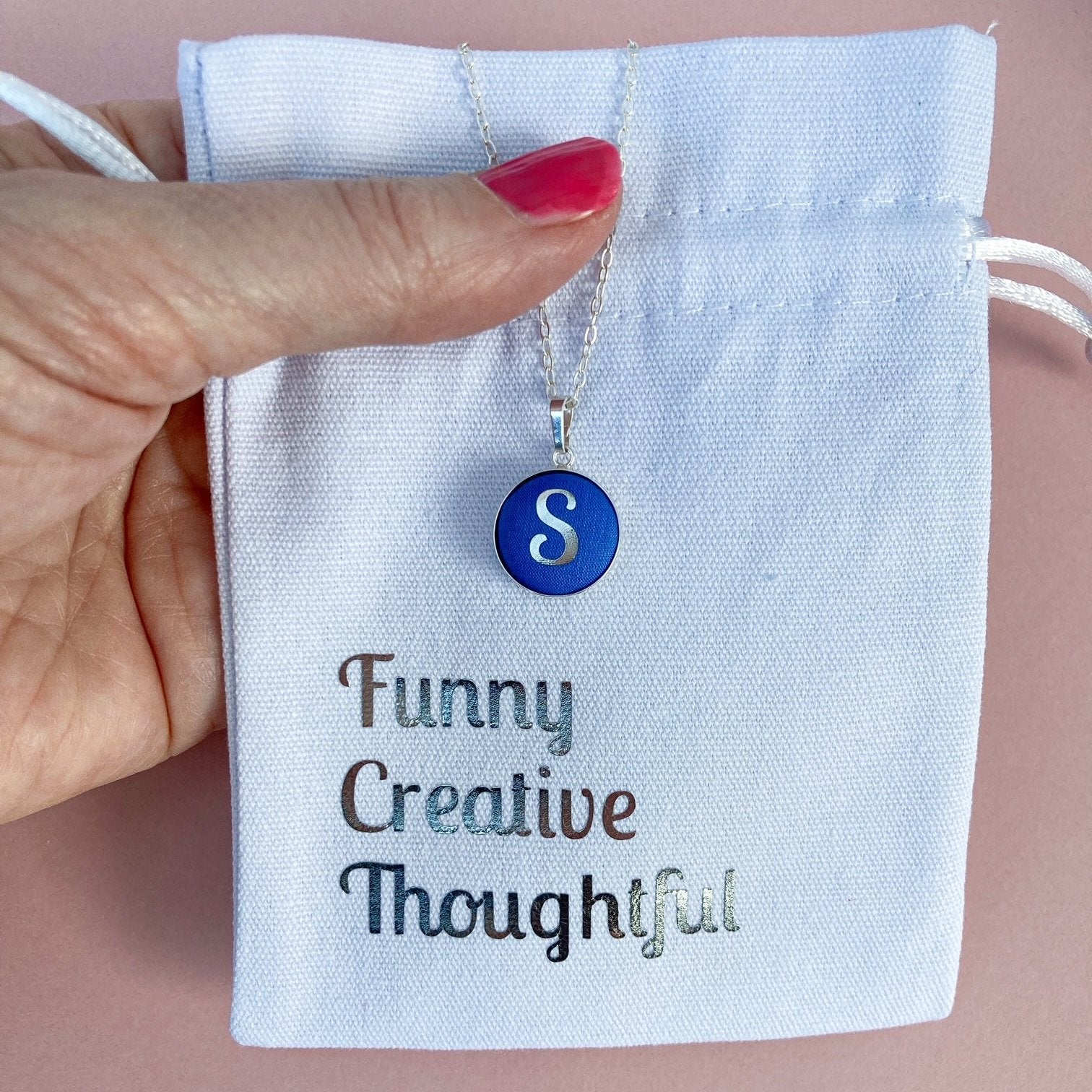 Personalised pouch and necklace