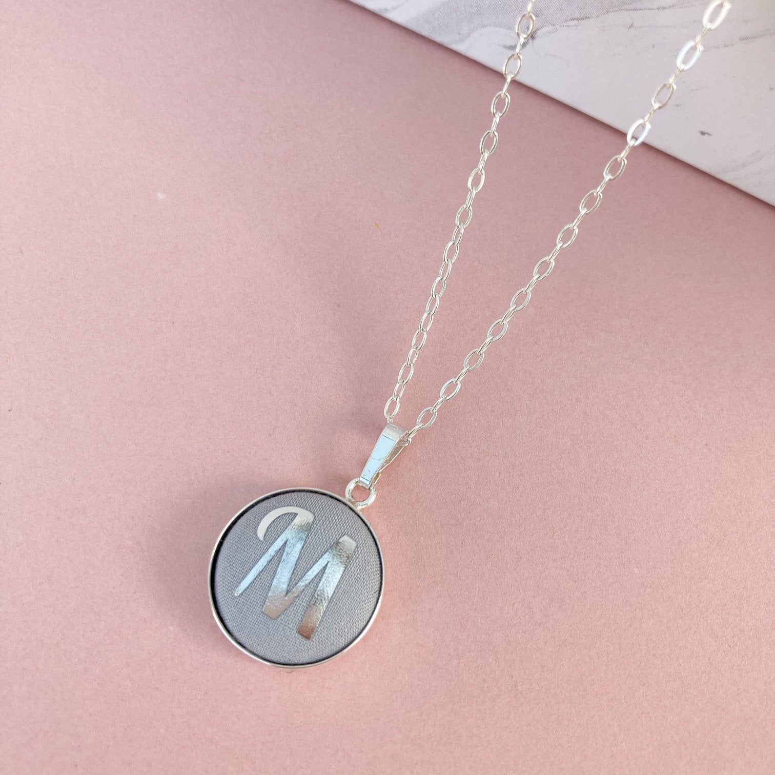 Grey personalised initial necklace