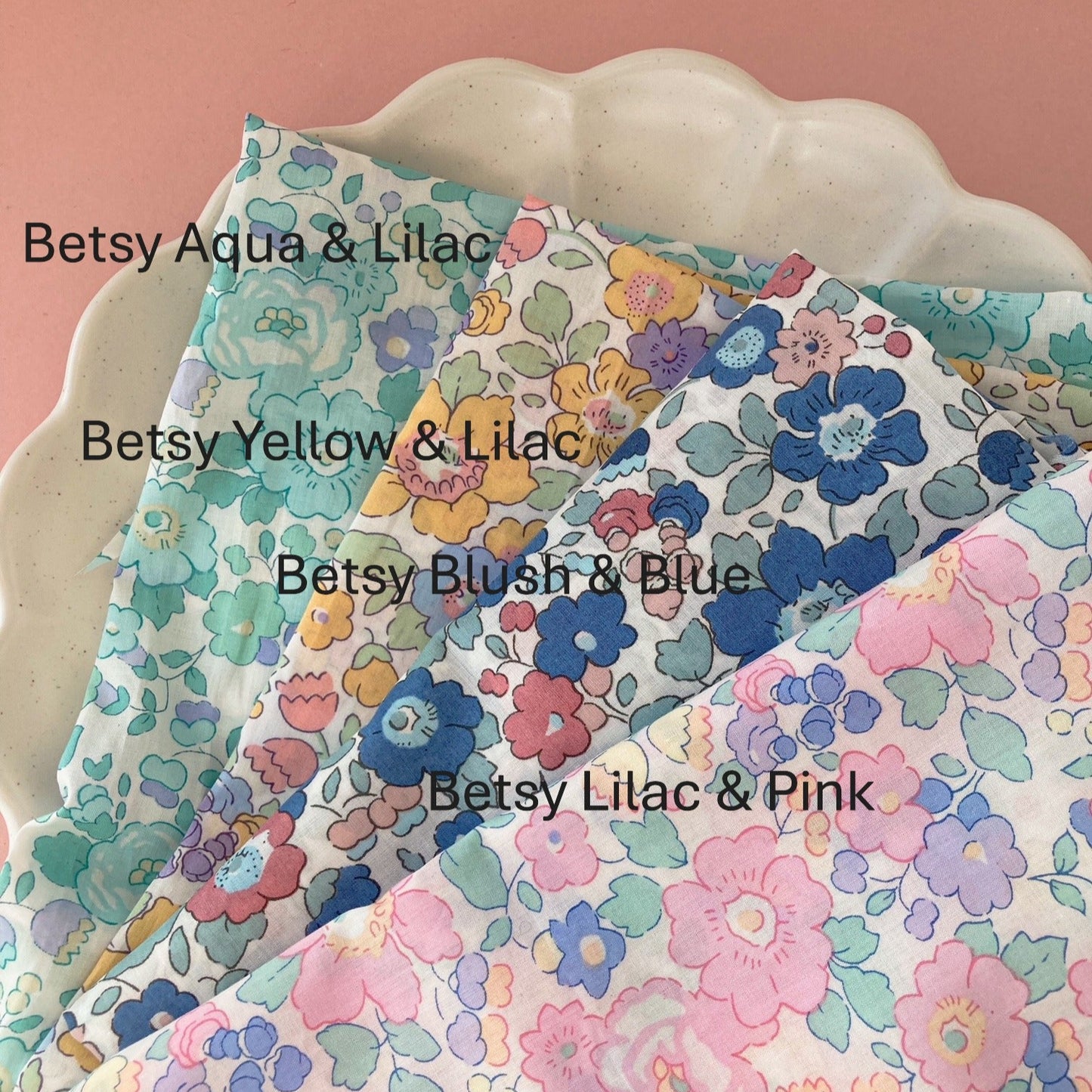 Liberty Betsy floral fabric swatches