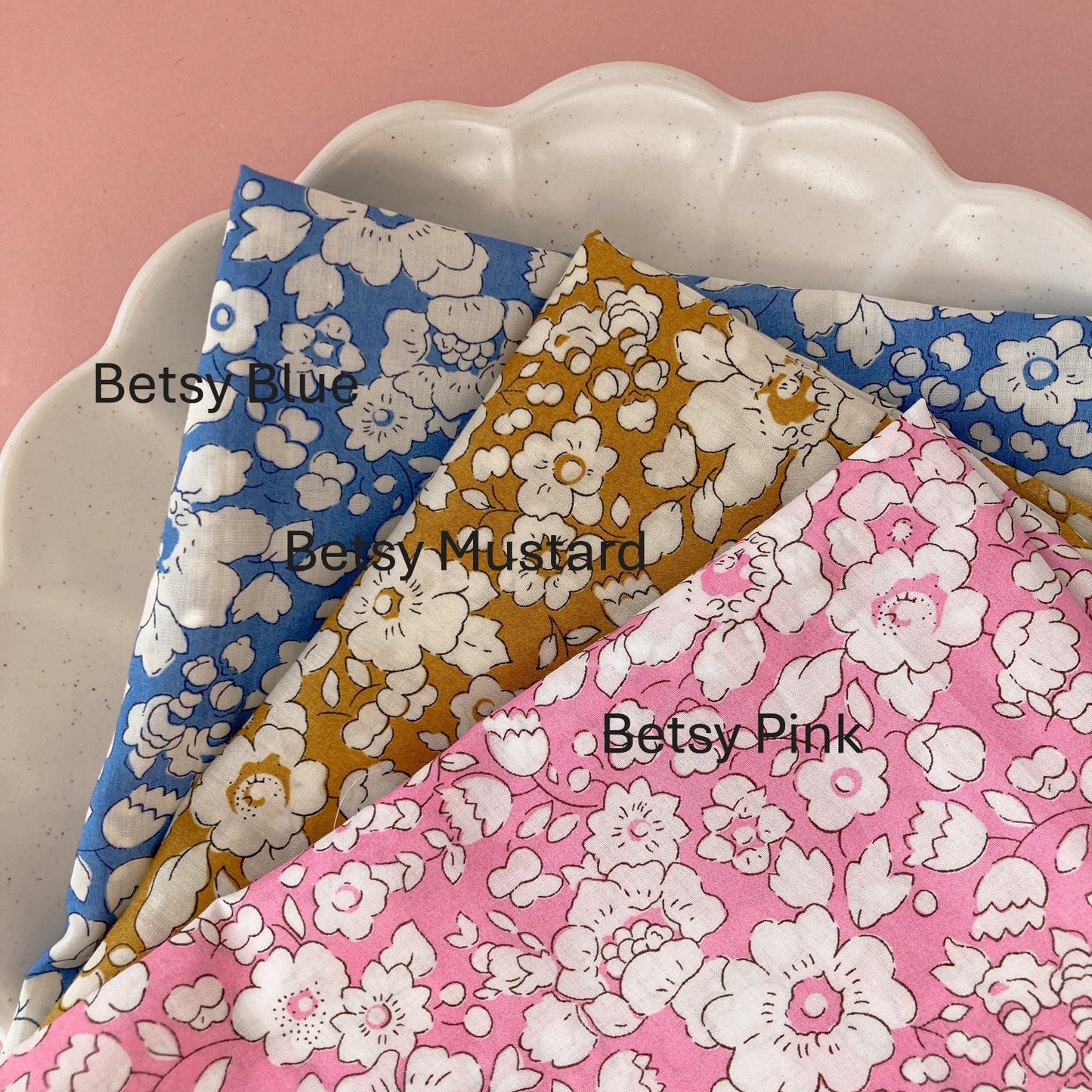 Liberty Betsy floral fabric swatches & names