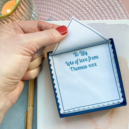 Personalised fabric message in an envelope shape