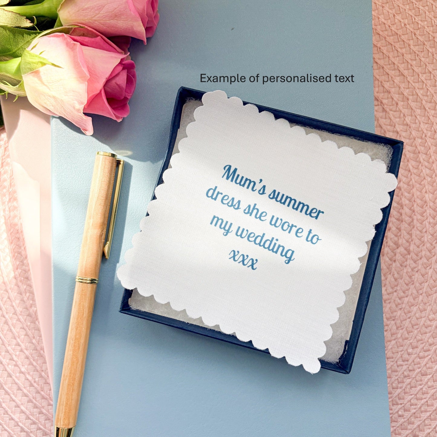 Memory keepsake giftbox with a personalised fabric message