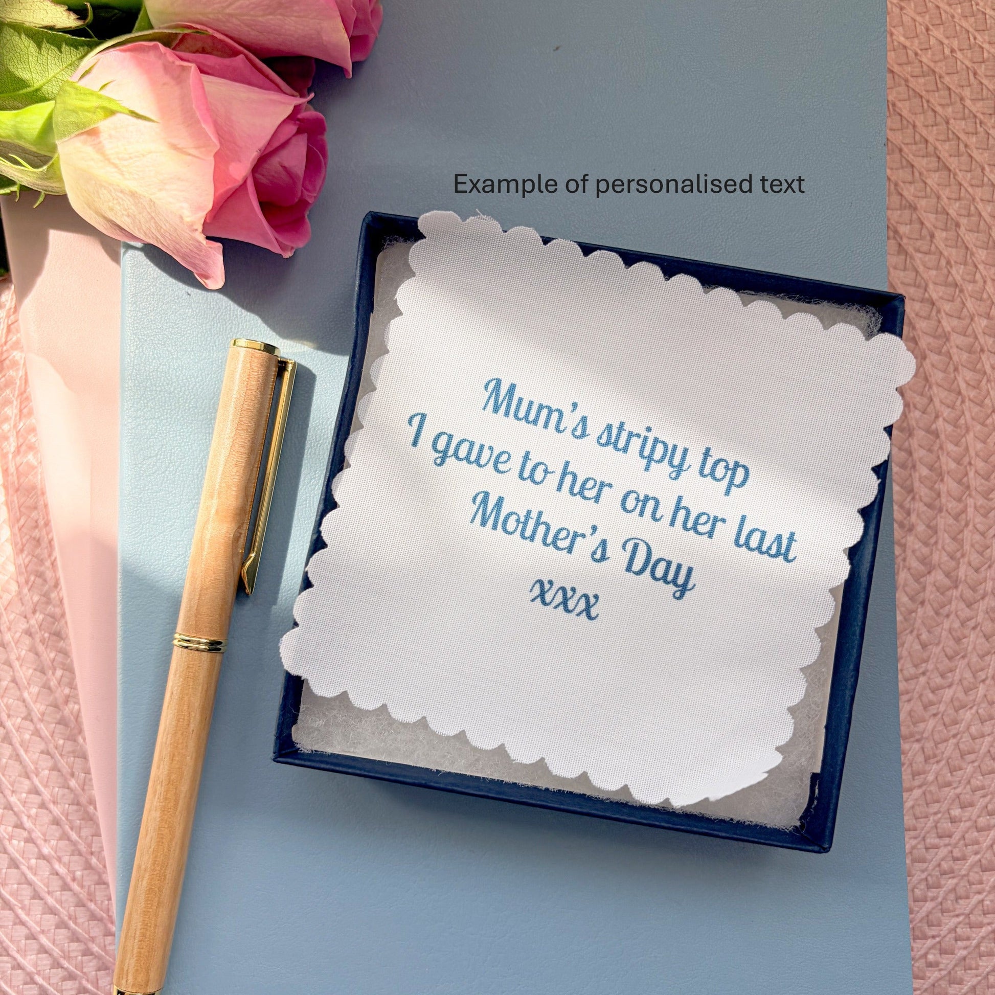 Mums memory keepsake giftbox and personalised fabric message message