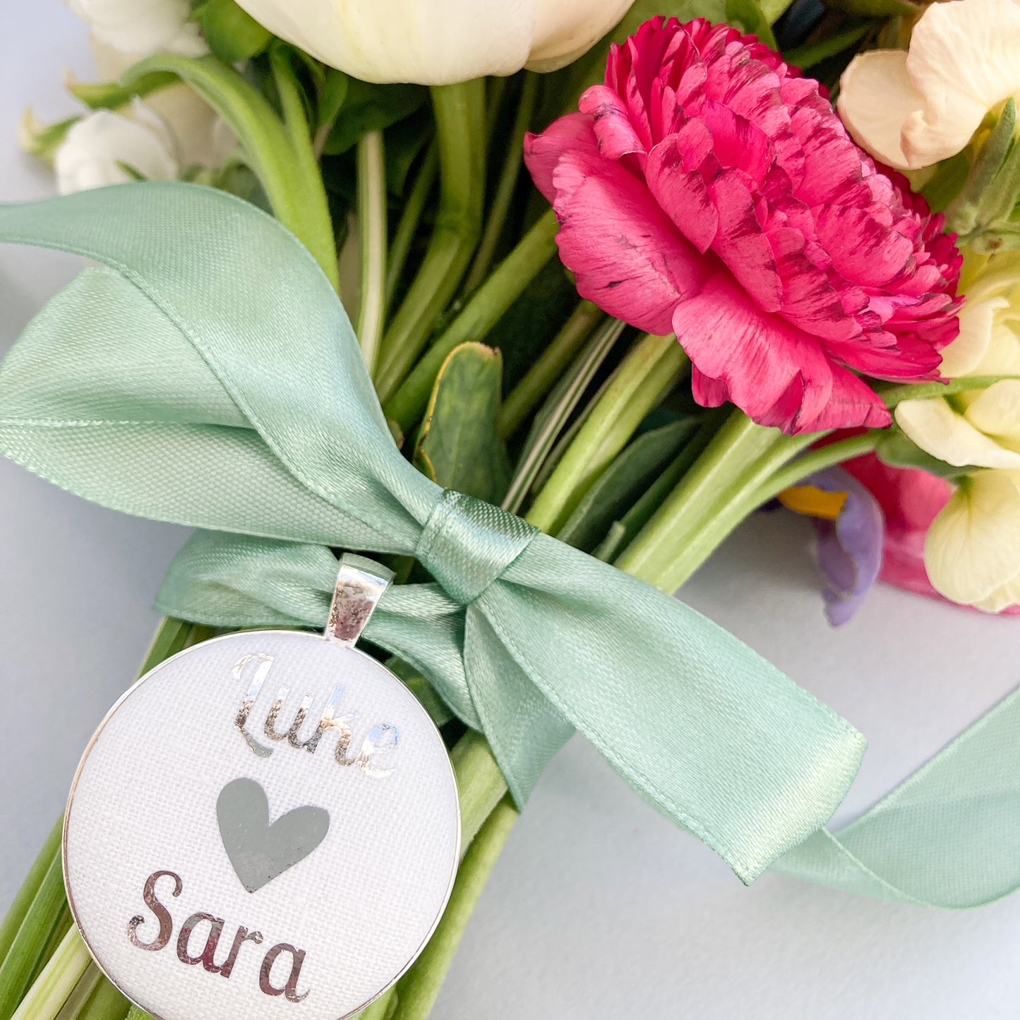 Bridal Bouquet Charm - Couple's Names