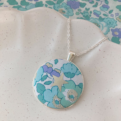 Star necklace made with pastel Liberty of London fabric