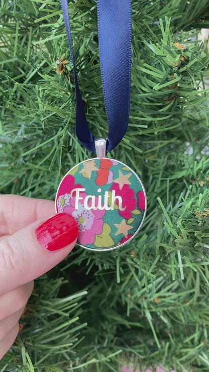 Faith Christmas Keepsake - Green with Gold Stars