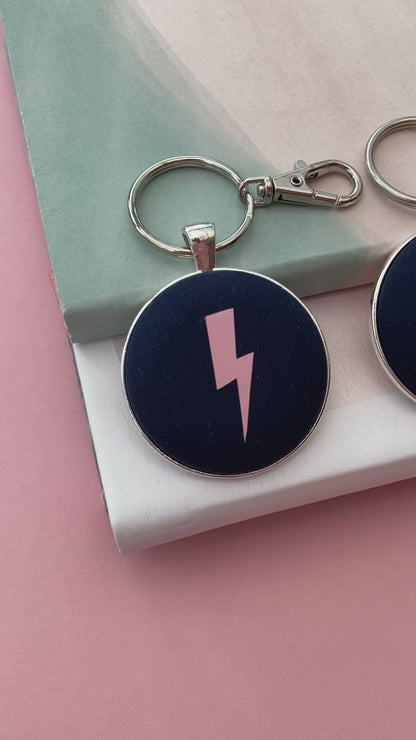 Pastel Brights Lightning Keyring -  Pink, Turquoise, Lilac