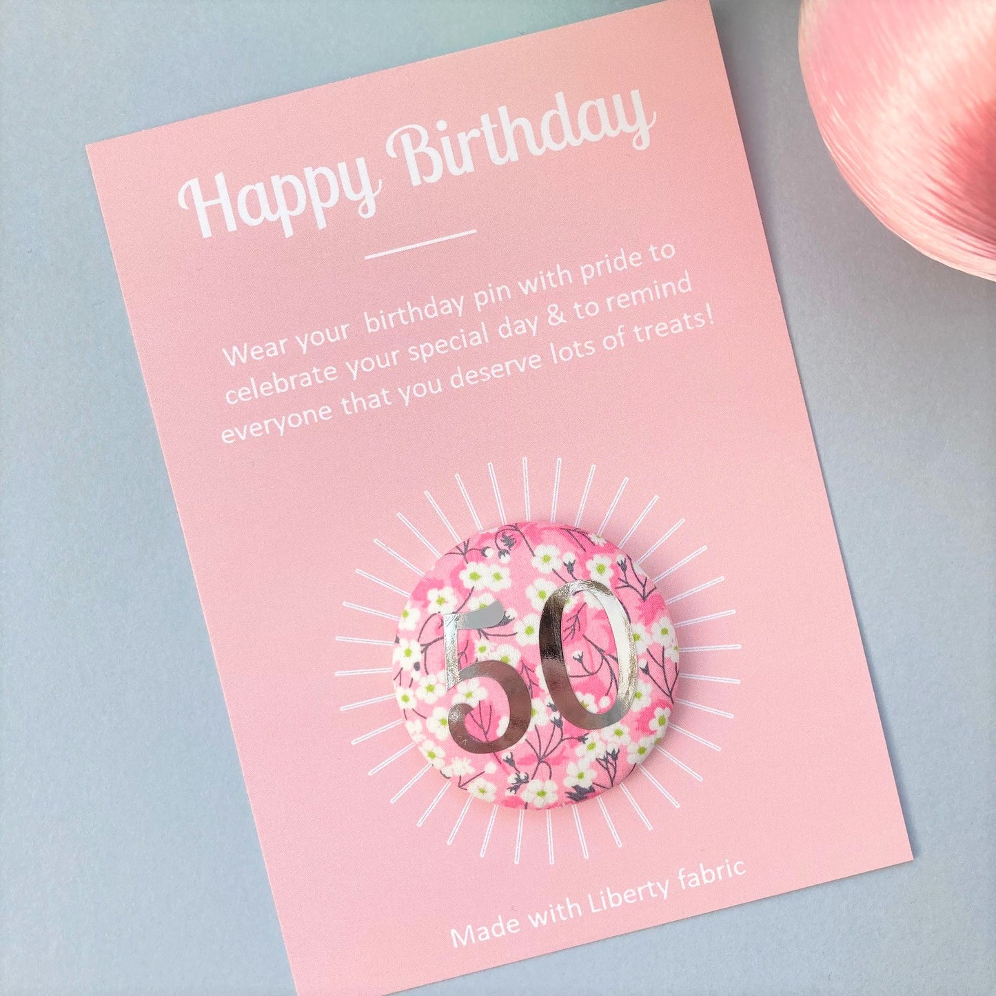 Happy Birthday Pin - Pink Mitsi Floral