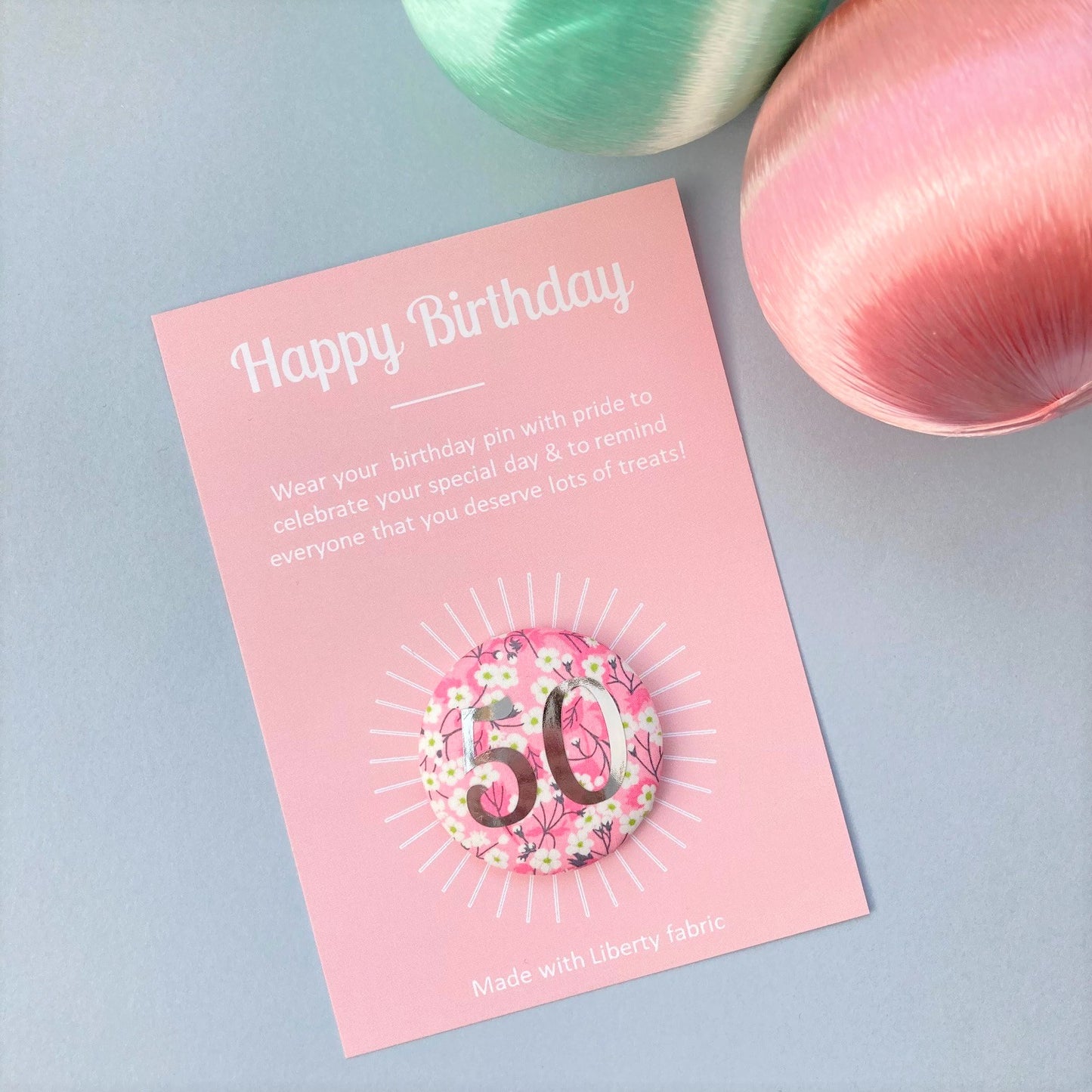 Happy Birthday Pin - Pink Mitsi Floral