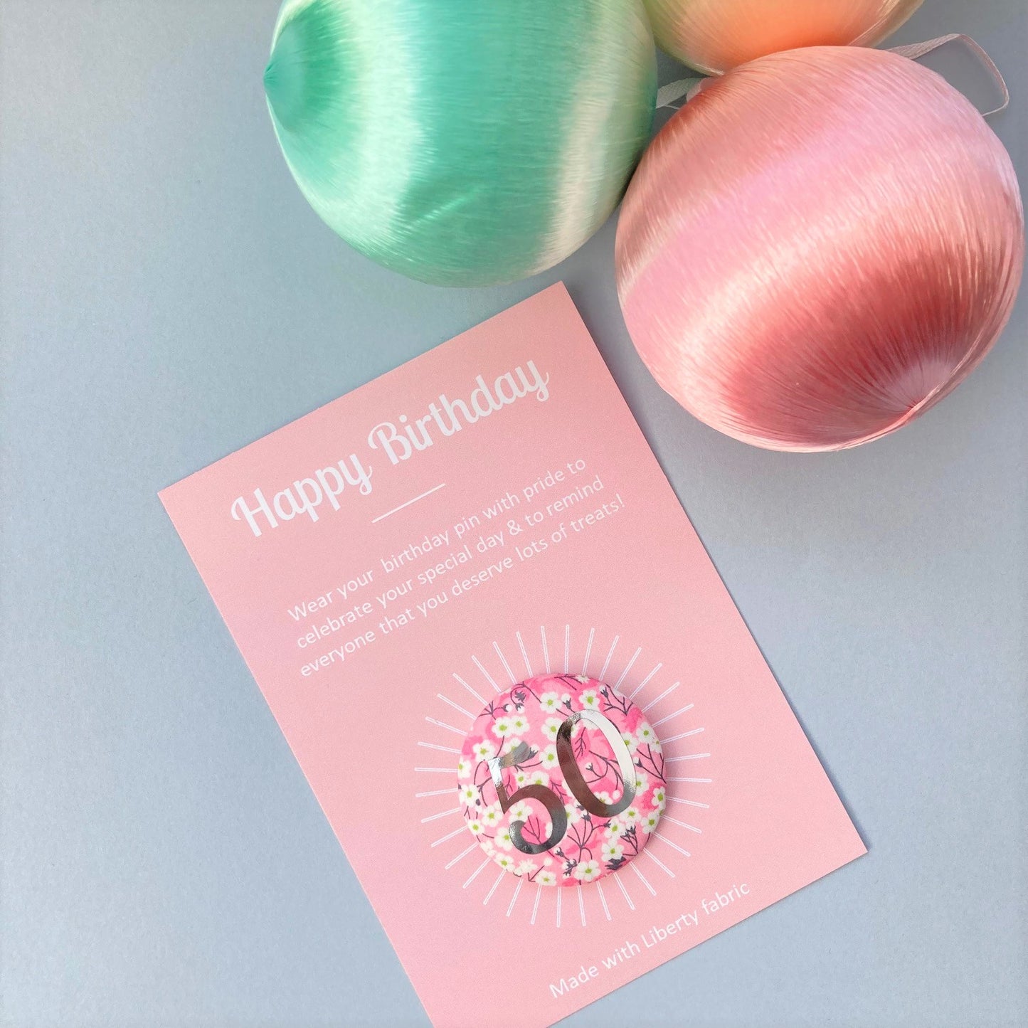 Happy Birthday Pin - Pink Mitsi Floral