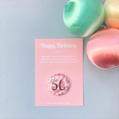 Happy Birthday Pin - Pink Mitsi Floral