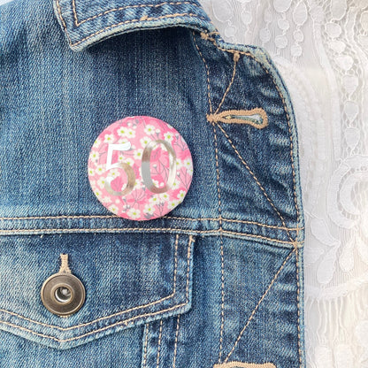 Happy Birthday Pin - Pink Mitsi Floral