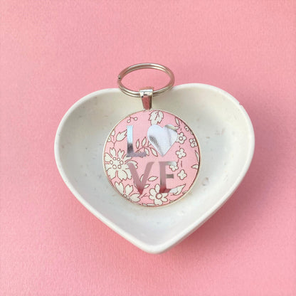 Love Keyring - Silver & Liberty Palest Pink