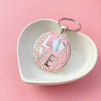 Love Keyring - Silver & Liberty Palest Pink