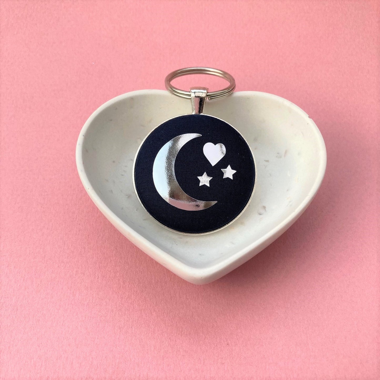 To The Moon & Back Keyring - Silver & Liberty Navy Blue