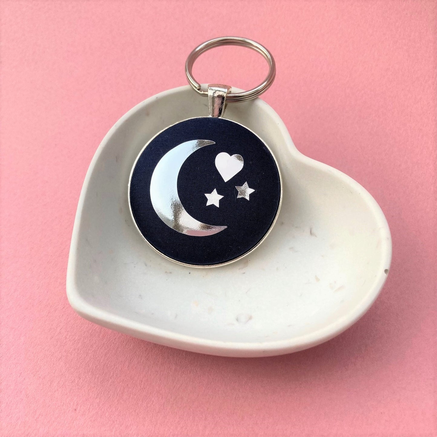 To The Moon & Back Keyring - Silver & Liberty Navy Blue